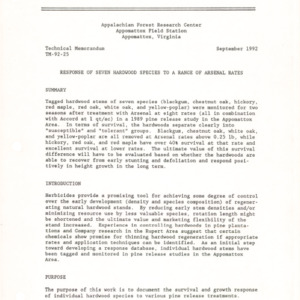 Response of Seven Hardwood Species to a Range of Arsenal Rates, 1992 (TM-92-25)