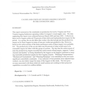 Causes and Costs of Unused Logging Capacity in the Covington Area, 2002 (TM-02-7)