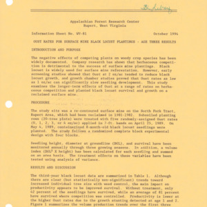 Appalachian Research Center - Information Sheet No. WV-81 - Oust Rates for Surface Mine Black Locust Plantings - Age Three Results, 1994