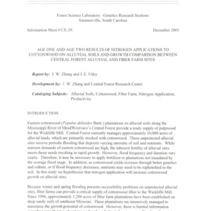 Central Research Center - Information Sheet # CE-29 - Age One and Age Two Results of Nitrogen Applications to Cottonwood on Alluvial Soils and Growth Comparison Between Central Forest Alluvial and Fiber Farm Sites, 2003