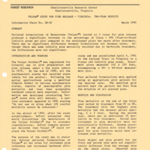 Charlottesville Research Center - Information Sheet No. CH-25 - Velpar Study for Pine Release - Virginia: Two-Year Results, 1985