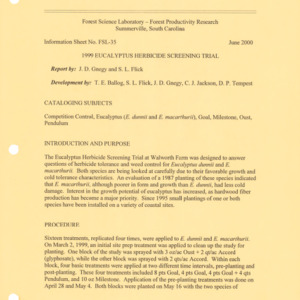 1999 Eucalyptus Herbicide Screening Trial, 2000 (Forest Science Laboratory - Information Sheet No. FSL-35)