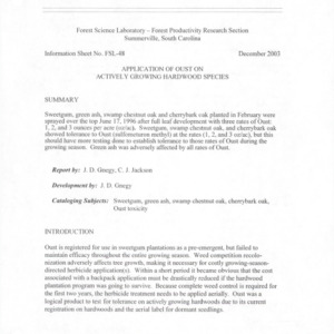 Application of Oust on Actively Growing Hardwood Species, 2003 (Forest Science Laboratory - Information Sheet No. FSL-48)