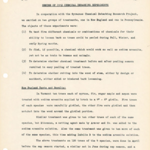 Resume of 1952 Chemical Debarking Experiments, 1952 (Appalachian Experimental Project No. A-16)