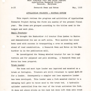 Appalachian Projects - Midyear Review, 1956 (Appalachian Experimental Project No. 35)