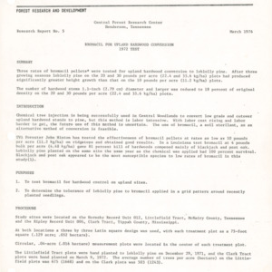 Bromacil for Upland Hardwood Conversion 1972 Test, 1976 (Central Forest Research Center Research Report No. 5)