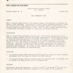 EDNA Greenhouse Study, 1968 (Charlottesville Research Center Research Report No. 26)