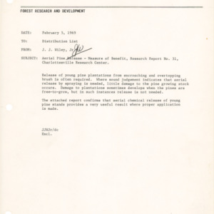 Aerial Pine Release - Measure of Benefit, 1969 (Charlottesville Research Center Research Report No. 31)