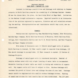 Drainage Seminar Nags Head - January 29, 1954 (NC-2 Research News and Notes, West Virginia Pulp and Paper Company North Carolina Research Project, Manteo, N.C.)