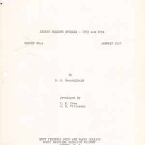 Direct Seeding Studies - 1953 and 1954, 1957 (Report No. NC-4, West Virginia Pulp and Paper Company North Carolina Research Project, Manteo, N.C.)