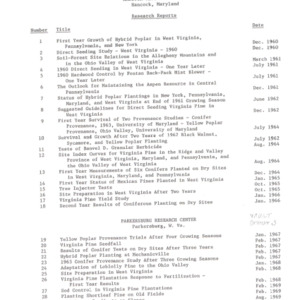 Parkersburg Research Center - Research Report List, 1970