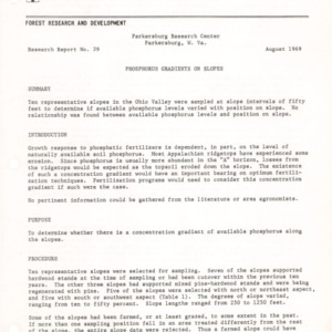 Phosphorus Gradients on Slopes, 1969  (Parkersburg Research Center Research Report No. 29)