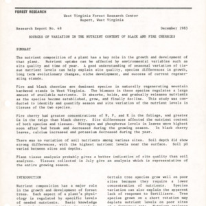 Sources of Variation in the Nutrient Content of Black and Fire Cherries, 1983 (West Virginia Research Center Research Report No. 48)