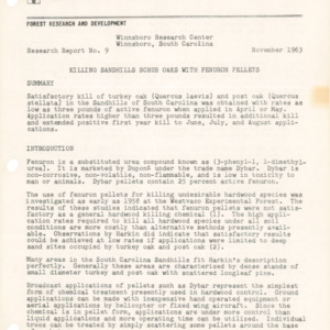 Killing Sandhills Scrub Oaks with Fenuron Pellets, 1963 (Winnsboro Research Center Research Report No. 9)