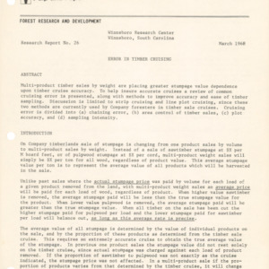 Error in Timber Cruising, 1968 (Winnsboro Research Center Research Report No. 26)