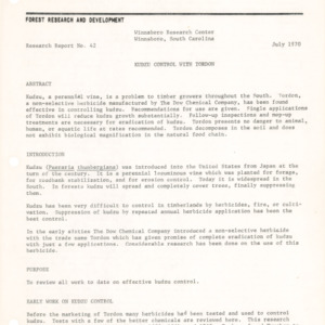 Kudzu Control with Tordon, 1970 (Winnsboro Research Center Research Report No. 42)