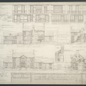 James H. Millis residence and garage -- Exterior elevations, typical wall section, trims and details