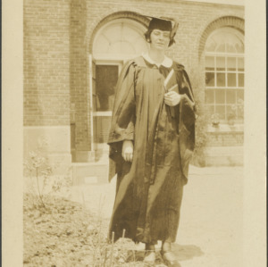 Mary Yarbrough Papers -- B&W image of Mary in graduation robes
