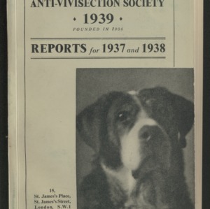 Animal Defence and Anti-Vivisection Society Reports for 1937 and 1938