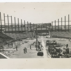 Interior of Dorton Arena during its construction