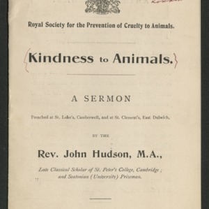 Kindness to Animals: A Sermon