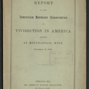Report of the American Humane Association on vivisection in America