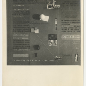 Display board at the Hacia una Arquitectura student exhibition (right half), Universidad de Buenos Aires, Argentina, 1947
