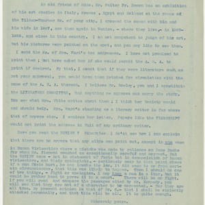 Correspondence to Miss Sarah J. Eddy, April 26, 1901