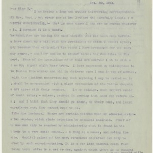Correspondence to Miss Sarah J. Eddy, October 29, 1901