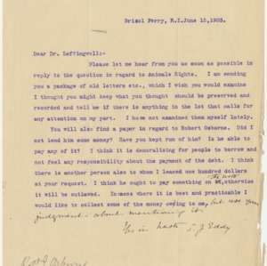 Correspondence Dr. Albert Leffingwell, June 15, 1903