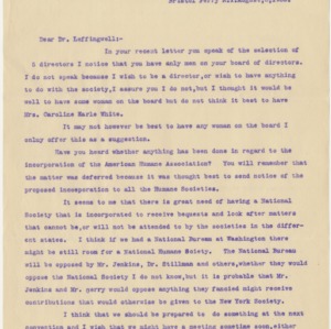 Correspondence to Dr. Albert Leffingwell, August 8, 1903