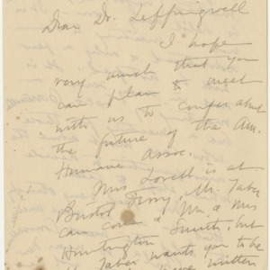 Correspondence to Dr. Albert Leffingwell, August 25, 1903