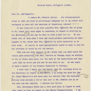Correspondence to Dr. Albert Leffingwell, April 4, 1904