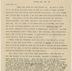 Correspondence to Miss Sarah J. Eddy, April 17, 1904