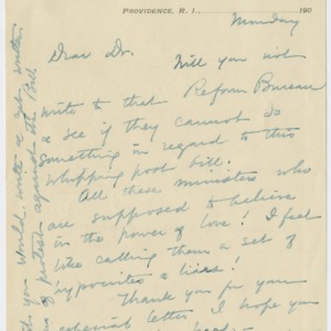 Correspondence to Dr. Albert Leffingwell, circa January 1905