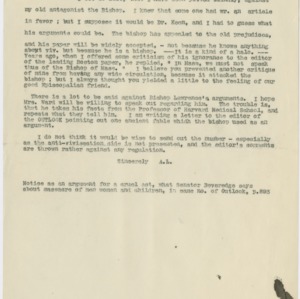 Correspondence to Miss Sarah J. Eddy, April 9, 1905