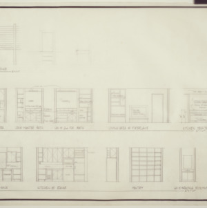 Residence for Jack and Judy McCormack -- Cabinet elevation, fence elevation, and lookout stair details