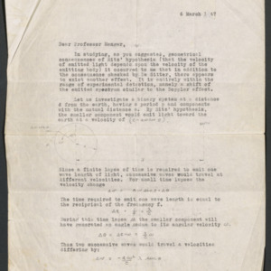 Letter from Raimond Struble to Karl Menger, 1947 Mar. 6