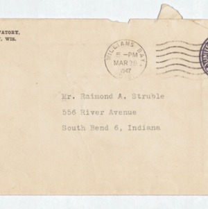 Letter from Subrahmanyan Chandrasekhar to Raimond Struble, 1947 Mar. 28