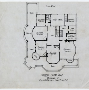 Second floor plan, W.B. Blades House, New Bern, Craven County, North Carolina