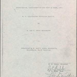 Organization, Administration and Plan of Work, 1971
