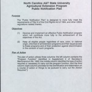 North Carolina A&T State University Agricultural Extension Program Public Notification Plan