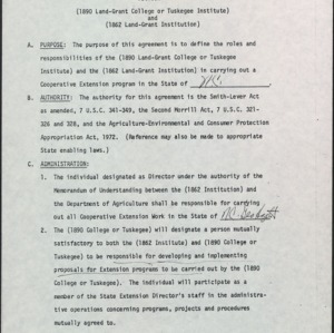 Suggested Memorandum of Understanding Between 1890 Land-Grant College or Tuskegee Institute and 1862 Land-Grant Institution