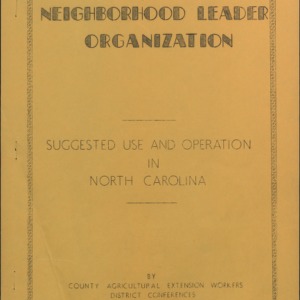 Neighborhood leader Organization: Suggested Use and Operation in North Carolina