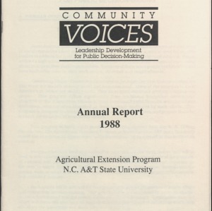 Community Voices Leadership Development for Public Decision-Making Annual Report 1988