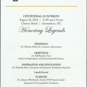 The Cooperative Extension Centennial Luncheon Honoring Legends