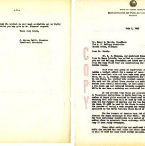 Letter to Dr. Emory W. Morris from J. Warren Smith, July 1, 1955