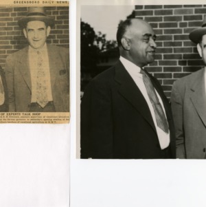 Newspaper Article "Scott Talks at A&T Meeting" and Photo of Senatorial Candidate W. Kerr Scott Chatting with S.B. Simmons