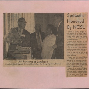 Specialist Honored by NCSU