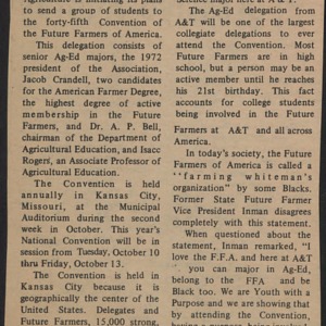 Agriculture Majors to Attend Confab newspaper clipping